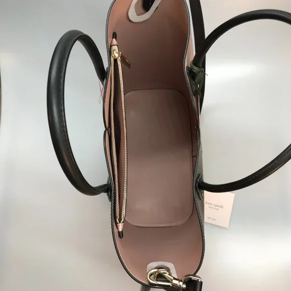 ***SALE***NWT Kate Spade Nicole Pink & Black Leather Bicolor Tote/Crossbody Bag - Picture 7 of 9
